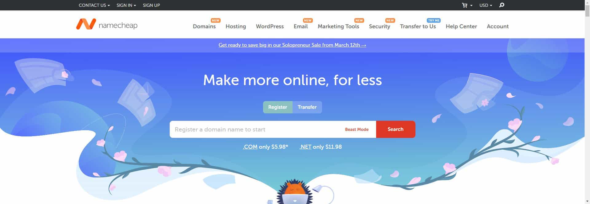 namecheap homepage